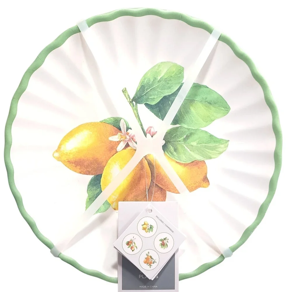 Set of 4 The Farmhouse Salad Plates‎ 100% Melamine Dishwasher Safe Fruit Themed